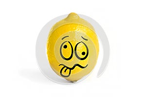 Crazy smiley face yellow lemon