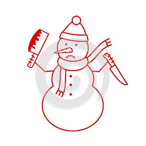 Crazy Snowman. Vector Illustration.