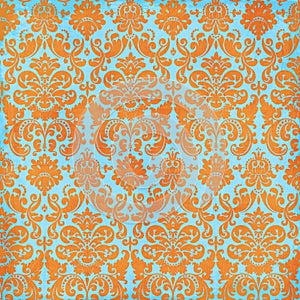 Crazy Summer Orange and Teal Damask Background