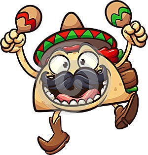 Crazy taco with Mexican hat and maracas photo