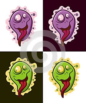 Crazy virus character. Funny microbe vector mascot