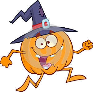 Crazy Witch Pumpkin Character Running