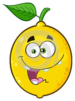 Crazy Yellow Lemon Fruit Cartoon Emoji Face Character With Funny Expression