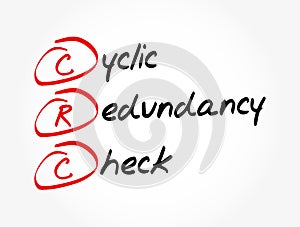 CRC - Cyclic Redundancy Check acronym, technology concept background