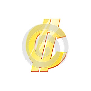 CRC Golden colon symbol on white background. Finance investment concept. Exchange Costa Rican currency Money banking