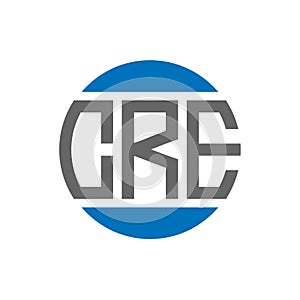 CRE letter logo design on white background. CRE creative initials circle logo concept.