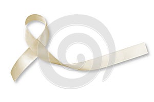 Cream awareness ribbon isolated on white background symbolic bow for Degenerative Disc Disease (DDD)