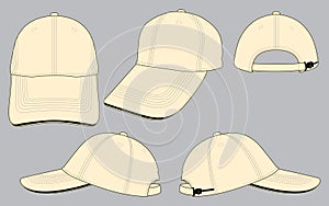 Cream Baseball Cap With Black Sandwich Brim Cap Design Vector
