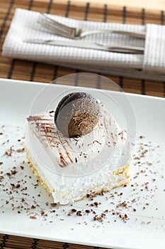 Cream bavaroise with chocolate cookie