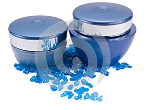 Cream and blue bath salt 3