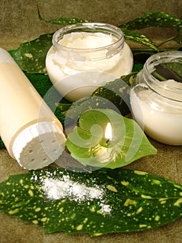 Cream, bottle of powder