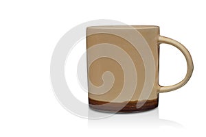 cream and brown ceramic cup on white background, object, decor, fashion, decoration, kitchen, copy space