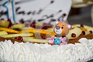 Cream cake with decoration photo