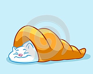 Cream cat cake croissant cooking animal cartoon illustration
