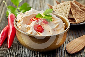 Cream cheese with chili and tomato, dip sauce