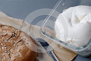 Cream cheese with focaccia