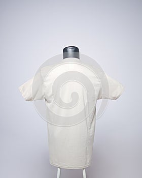 Cream color men`s blank t-shirt template, back view