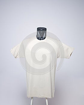 Cream color men`s blank t-shirt template, front view