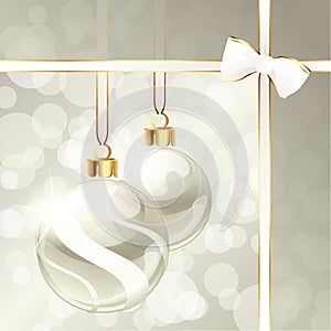 Cream-colored banner with Christmas ornaments