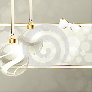 Cream-colored banner with Christmas ornaments