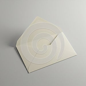 Cream-colored envelope made of smooth paper, with a flap partially
