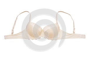 Cream colored  isolated  bra is on white background