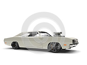 Cream colored vintage American muscle car - beauty shot