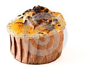 Cream cupcake with coffee on isolated background