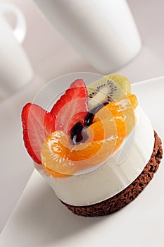 Cream dessert with fruit