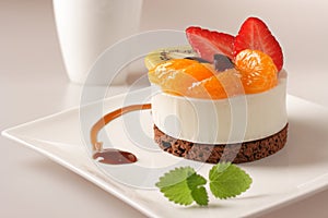 Cream dessert with fruit