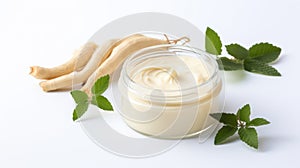 Cream with extract of Ginseng on a light background