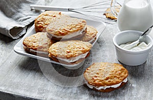 Cream filled carrot cake cookies sandwich