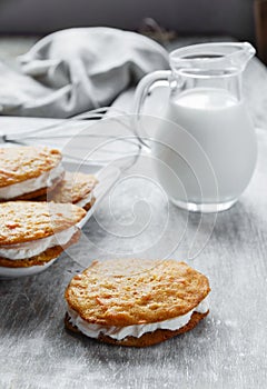 Cream filled carrot cake cookies sandwich