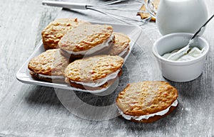 Cream filled carrot cake cookies sandwich