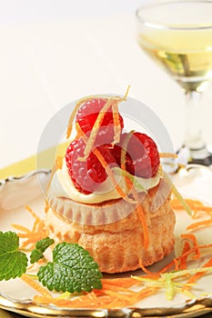 Cream filled puff pastry shell