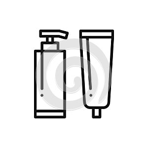 Cream gel lotion line icon. Cosmetics jar. Beauty product. photo