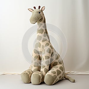 Cream Giraffe Sitting On Its Back In Petrina Hicks Style