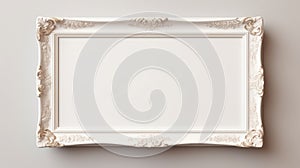 Cream Ivory Ornate Frame On Silver Mockup