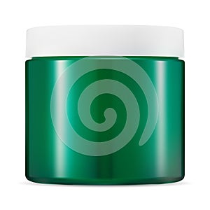 Cream jar. Green plastic cosmetic container skin