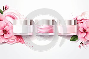 Cream jar and skin care set on white background, by AI Generated