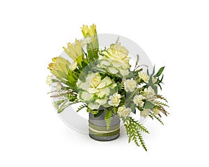 Cream Kale Bouquet of Flowers in Tin Vase - Autumn Flower Arrangement -Florist Design