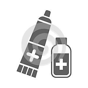 Cream, medicine, gray ointment icon