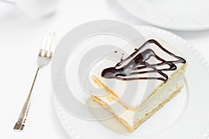 Cream Pie on White Plate