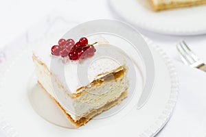 Cream Pie on White Plate