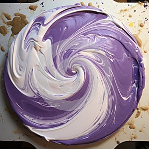 Cream And Purple Swirl Cake: A Process Art Inspired Delight