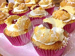 Cream & raspberry jam filled muffins angel butterfly cupcakes cakes