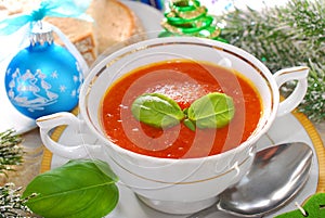 Cream of red pepper and tomato soup for christmas