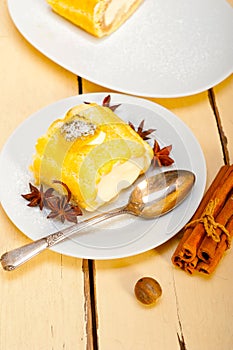 Cream roll cake dessert and spices