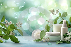 Cream rosewater blemish control cream jar. Skincare captivatingperfume marketing jar pot rosehip oil mockup