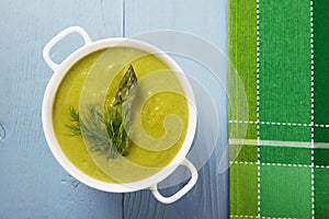. Cream soup with green asparagus.